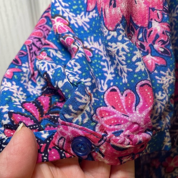 Jones New York bright blue with fuchsia floral print sz 2X - Picture 4 of 5